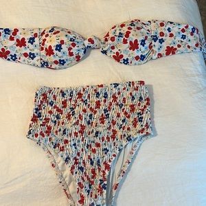 High waisted strapless bikini